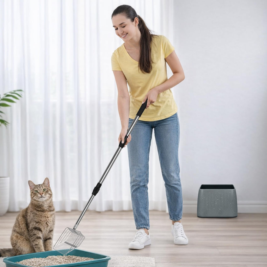 Long Handle Stainless Steel Cat Litter Scoop with Holder X5668
