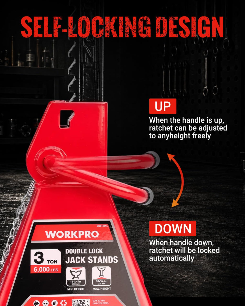 3 Ton Jack Stands with Double Lock, 1 Pair U269072