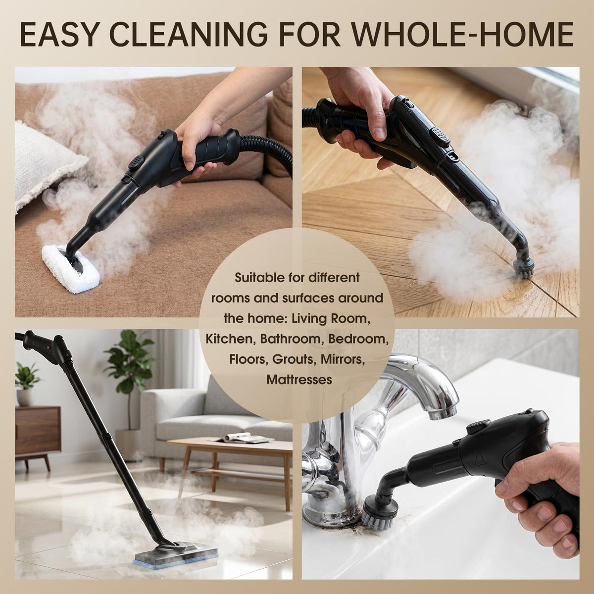 21-in-1 Chemical-Free Steam Cleaner with 3-Level Adjustment D7715