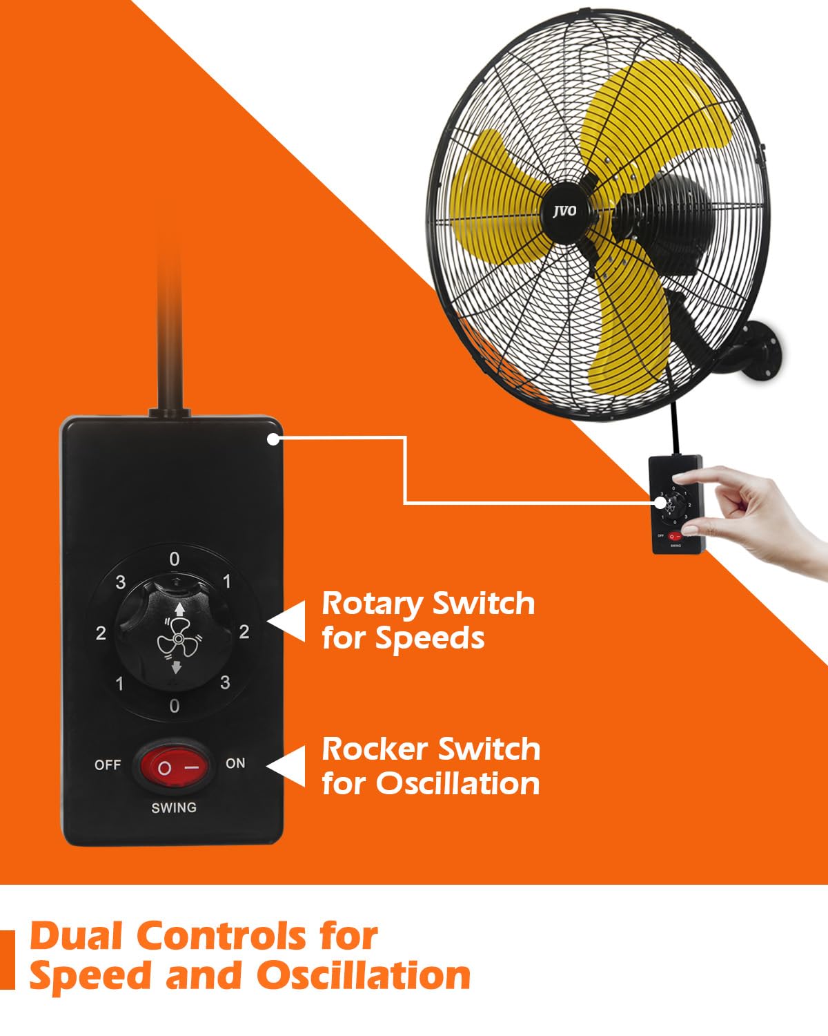 20 inch High Velocity Oscillating Wall Mount Fan F70348