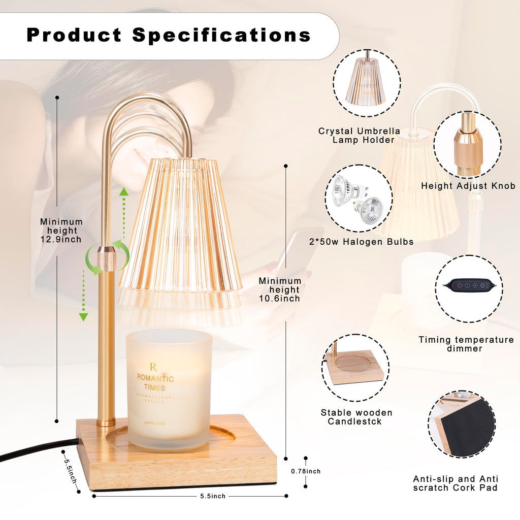 Adjustable Dimmable Electric Candle Warmer Lamp with Timer Z270337