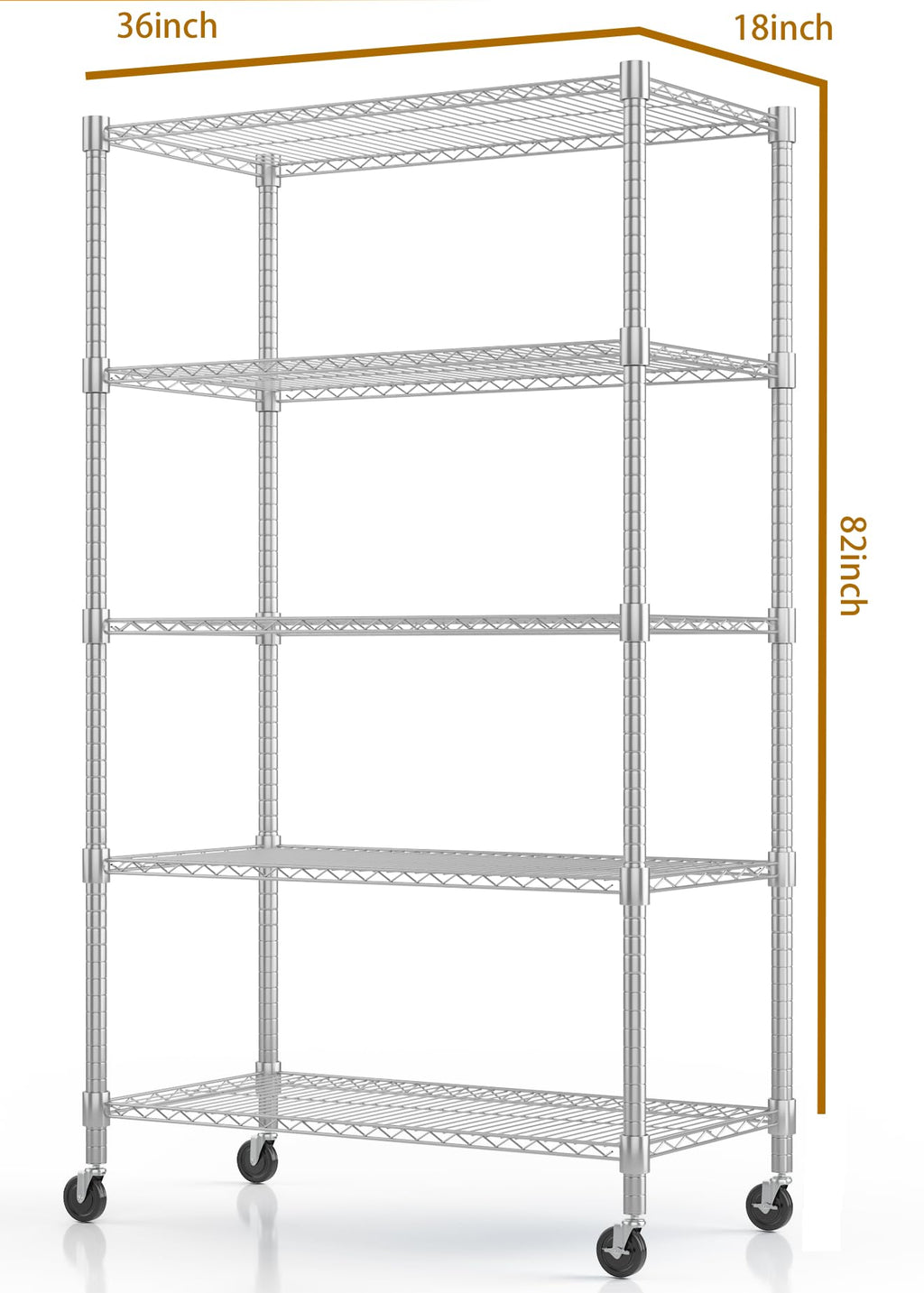 5-Tier Adjustable Steel Wire Shelving with Wheels Q39290