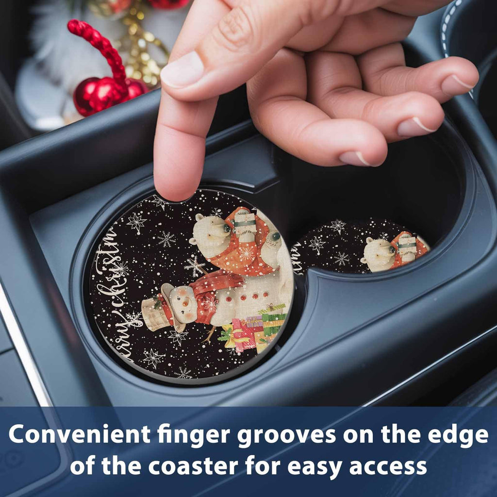 Absorbent Ceramic Stone Car Coasters Set of 2 W484