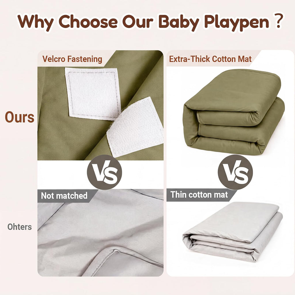 Foldable Baby Playpen with Mat, Breathable Mesh Green 71"×59" P381515