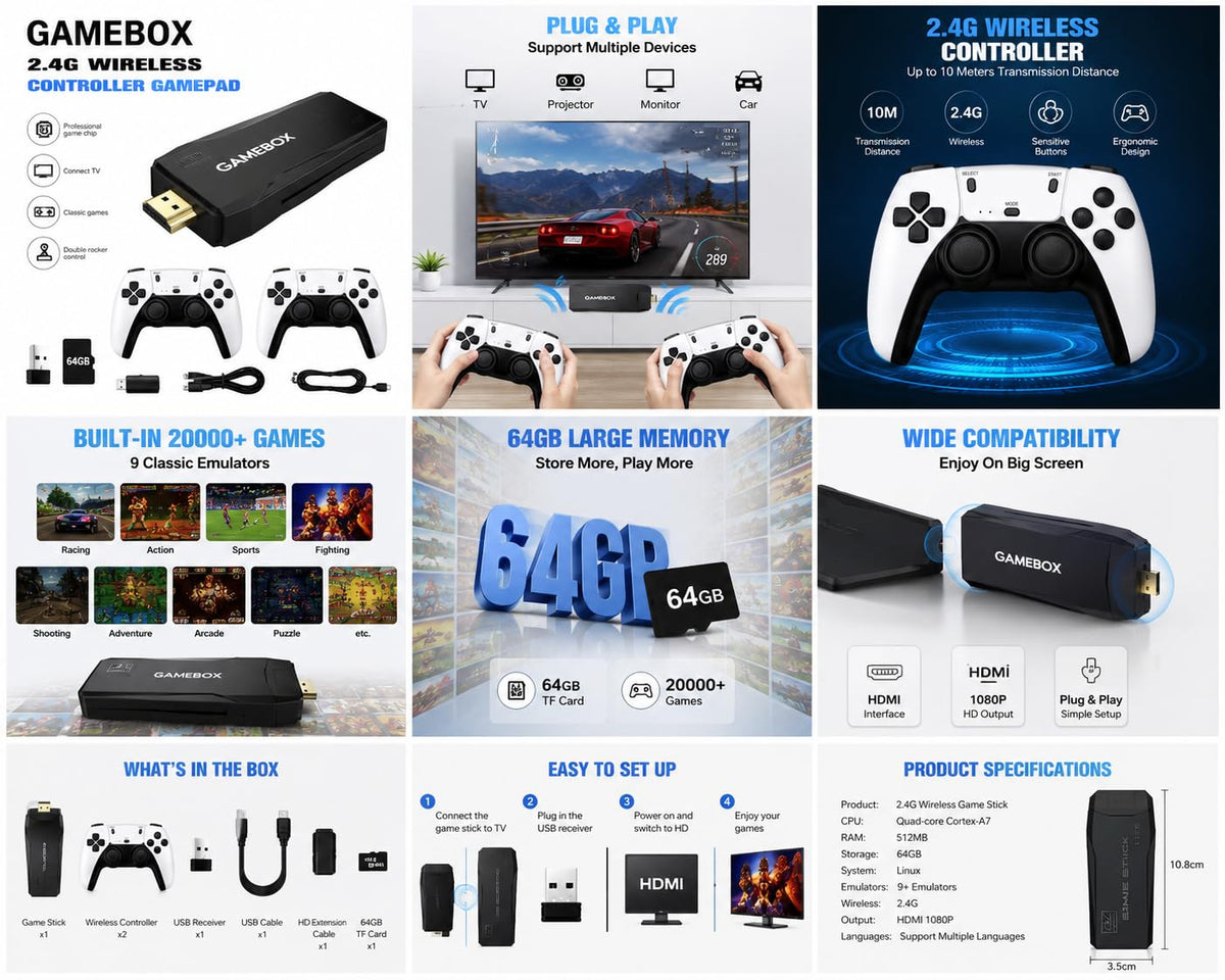 Black Retro Gaming Console with 64GB Memory Z896081