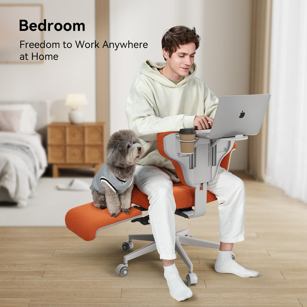 Orange Adjustable Ergonomic Office Chair with Desk Tray N2549