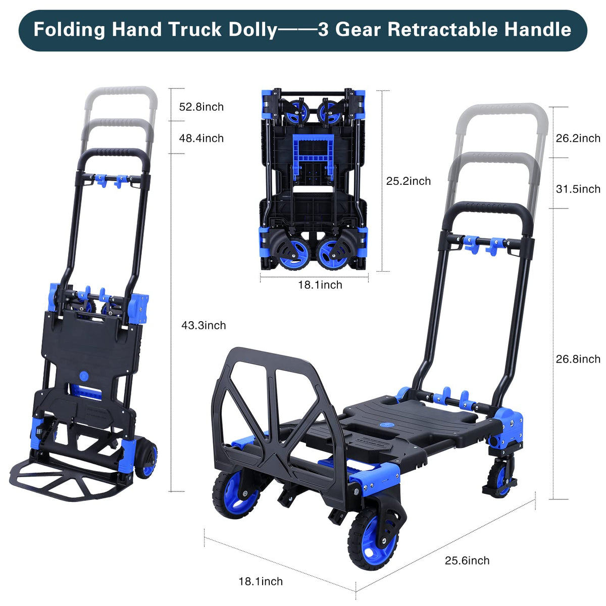 2-in-1 Foldable Hand Truck Dolly 330LB Capacity T466