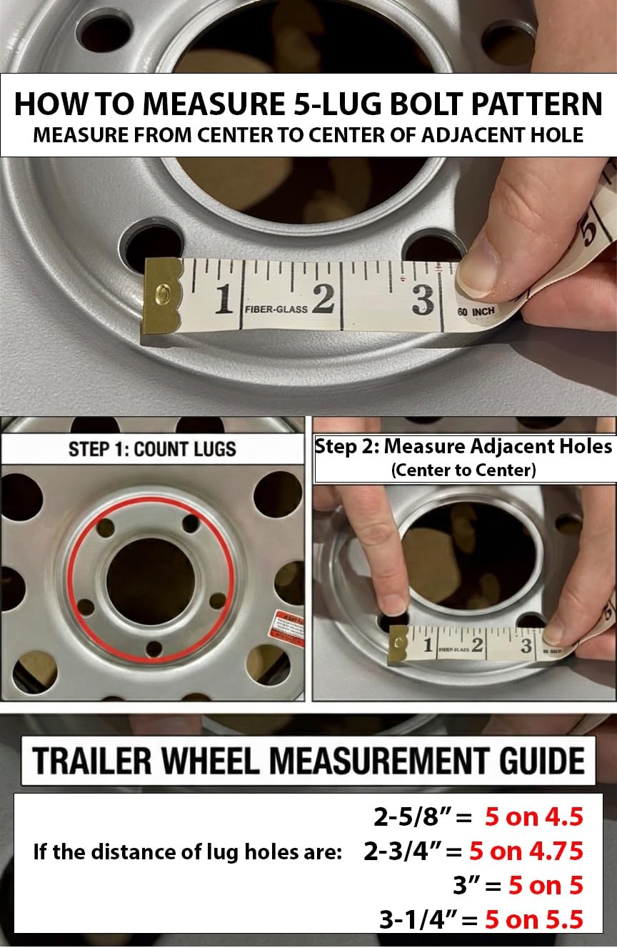 ST205/75R15 Trailer Tire on Rim Load Range C 6 Ply 5 Lug White Spoke Wheel Y505