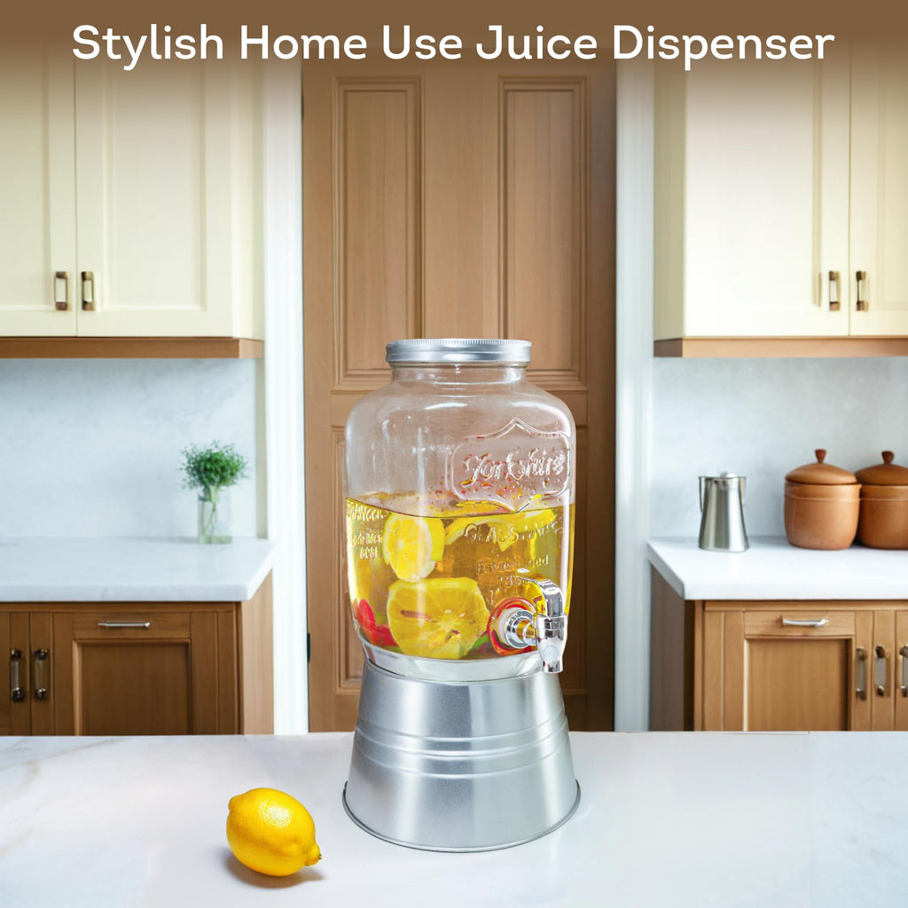Glass Beverage Dispenser with Stand 1 Gallon Q609