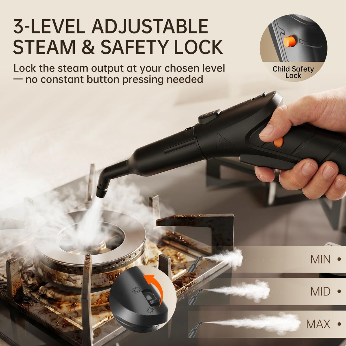 21-in-1 Chemical-Free Steam Cleaner with 3-Level Adjustment D7715