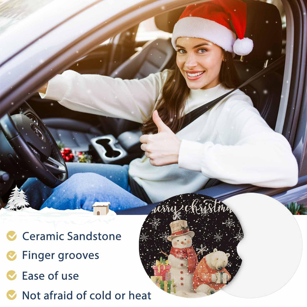 Absorbent Ceramic Stone Car Coasters Set of 2 W484