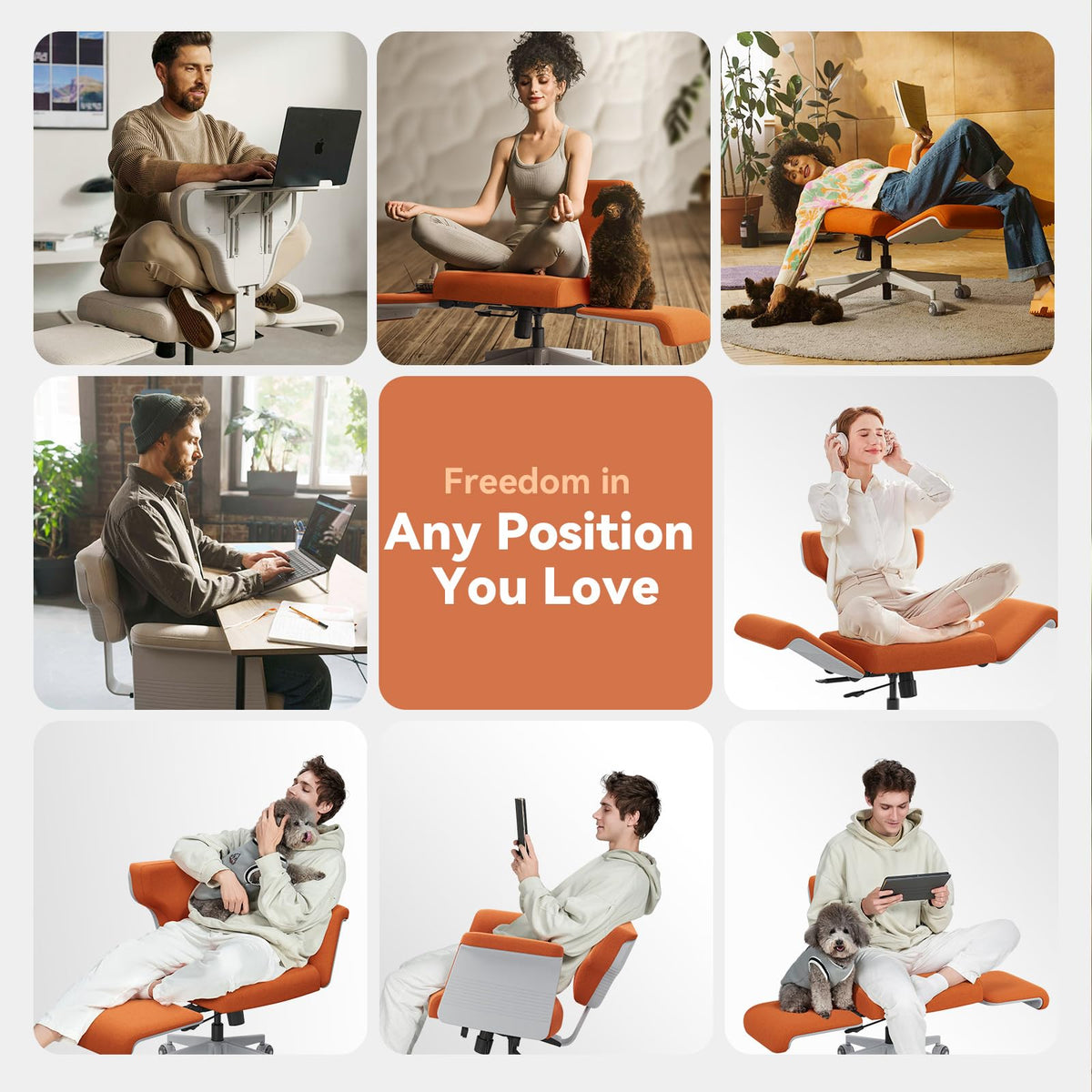 Orange Adjustable Ergonomic Office Chair with Desk Tray N2549