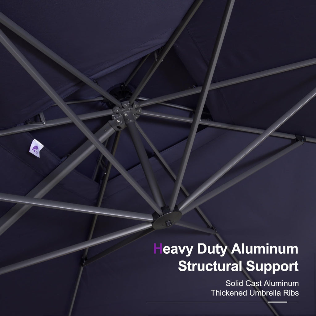 10FT Double Top Navy Blue Cantilever Umbrella I69184