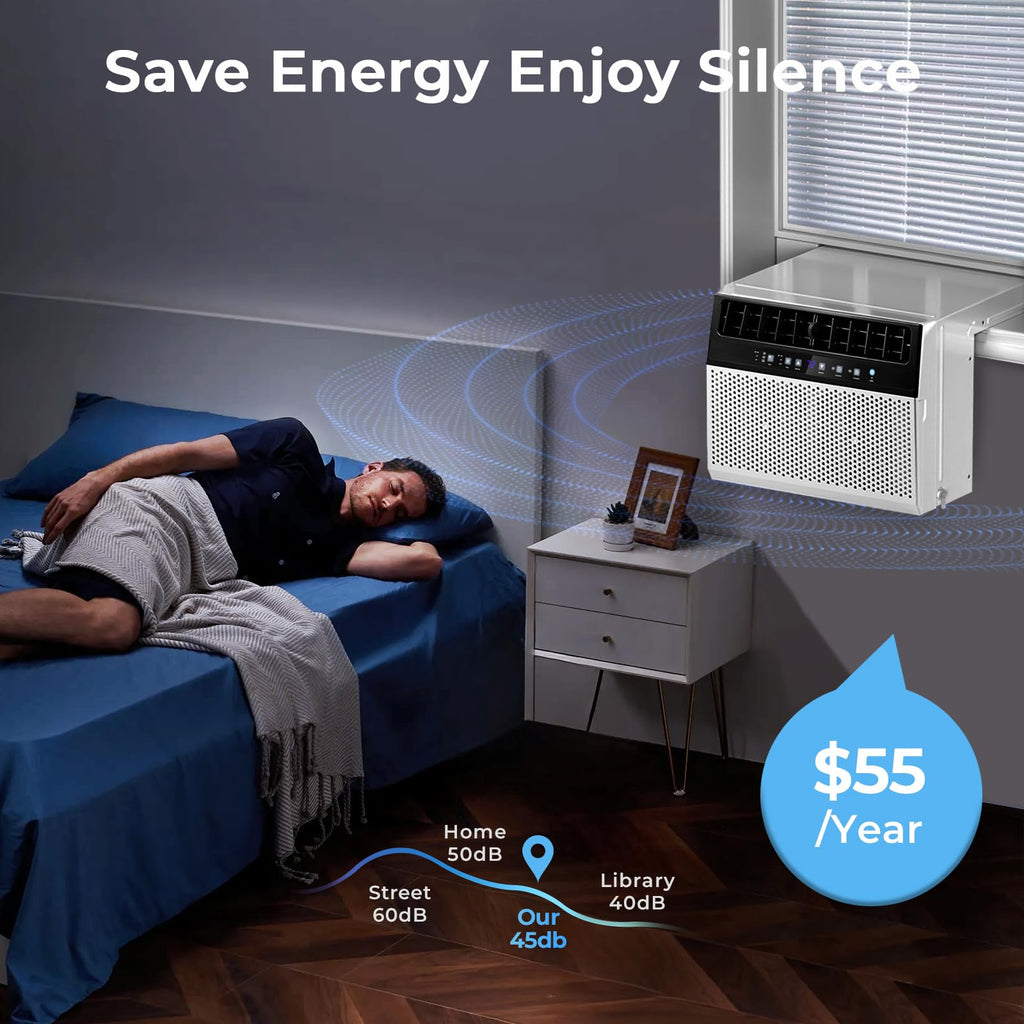 U-Shaped 10,000BTU Window Air Conditioner with Full Window View, Ivory White S250