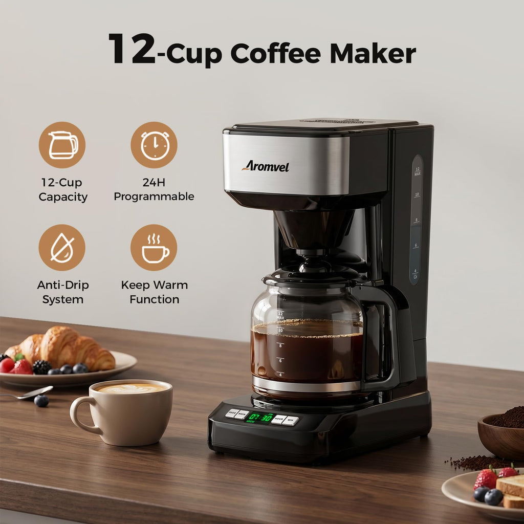 12-Cup Programmable Drip Coffee Maker with Glass Carafe J304069