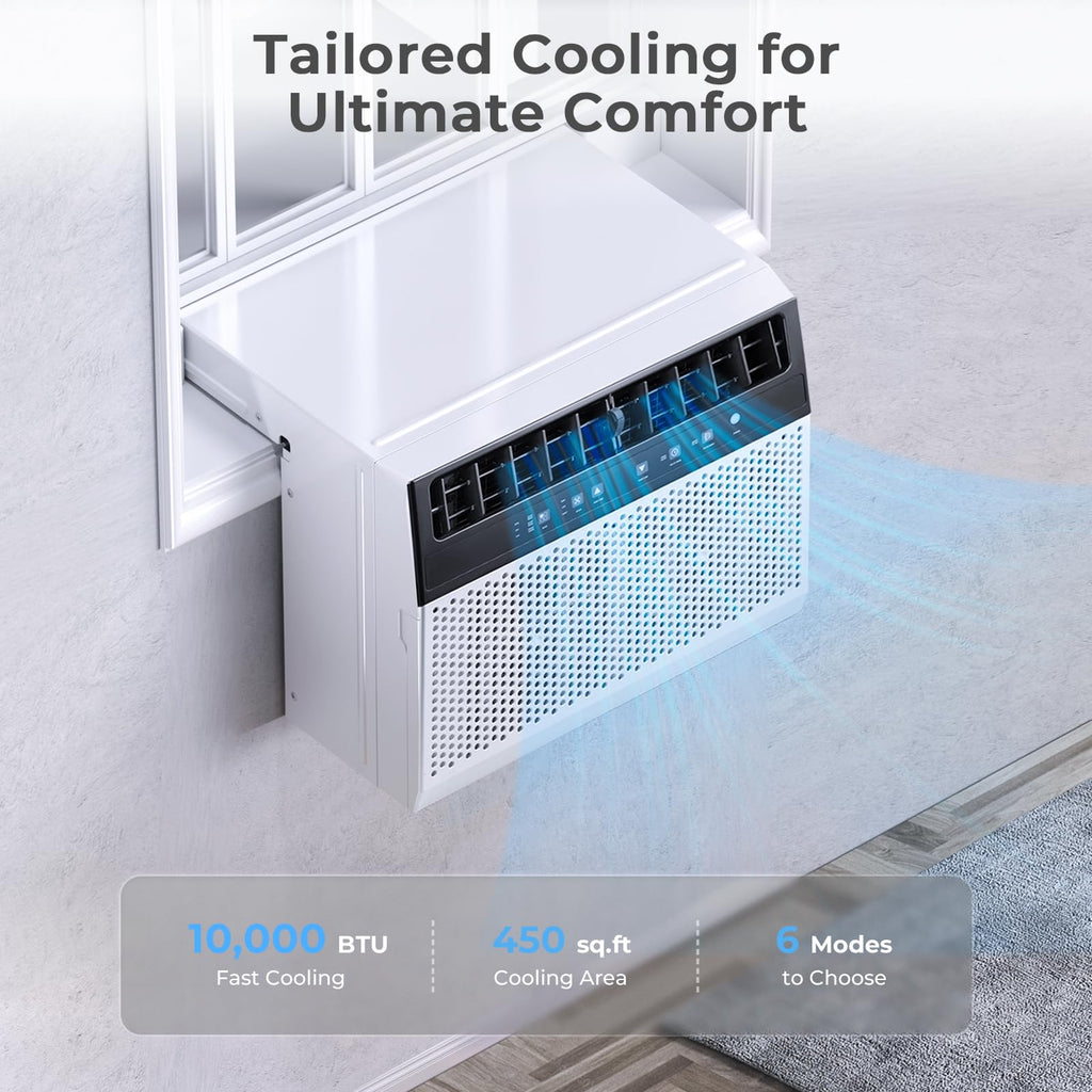 U-Shaped 10,000BTU Window Air Conditioner with Full Window View, Ivory White S250