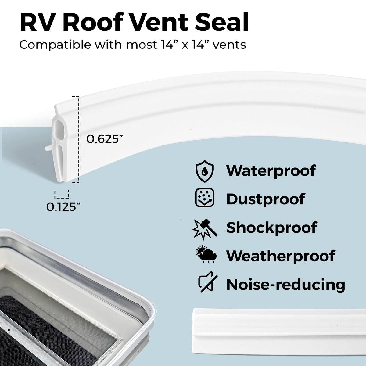 14" RV Roof Vent Cover with Rubber Seal Strip J426492