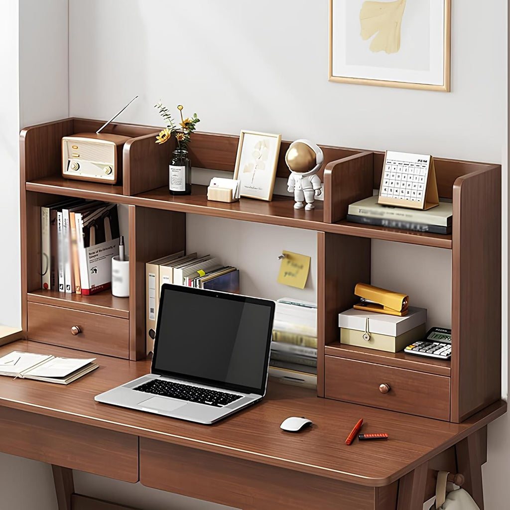 White Desktop Bookshelf Wood Storage Rack O973946