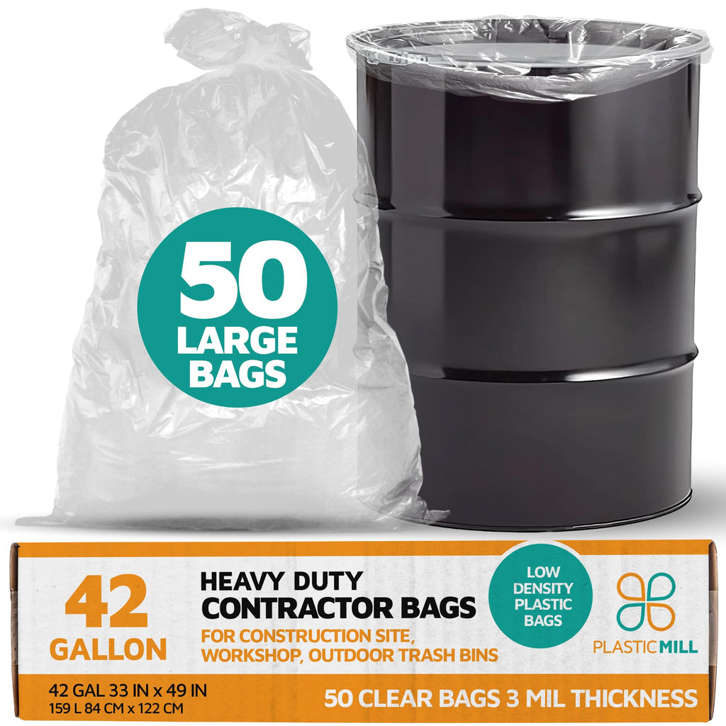 42-Gallon 3 Mil Clear Contractor Bags 50-Count A93544
