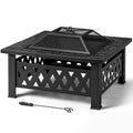 32 Inch Square Wood Burning Fire Pit Table with Spark Screen and Fire Poker N404606