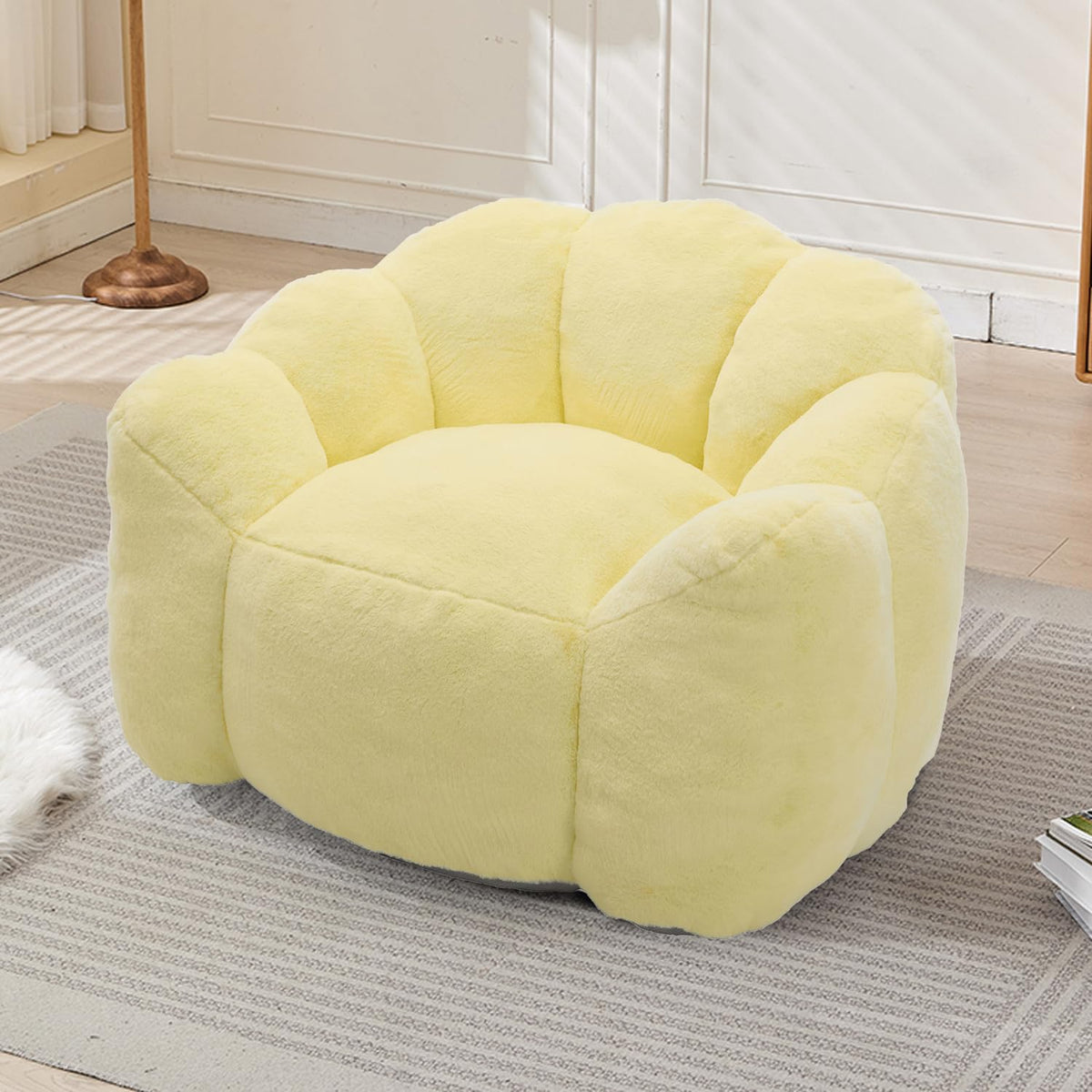 Faux Fur Bean Bag Sofa with Memory Foam V711030