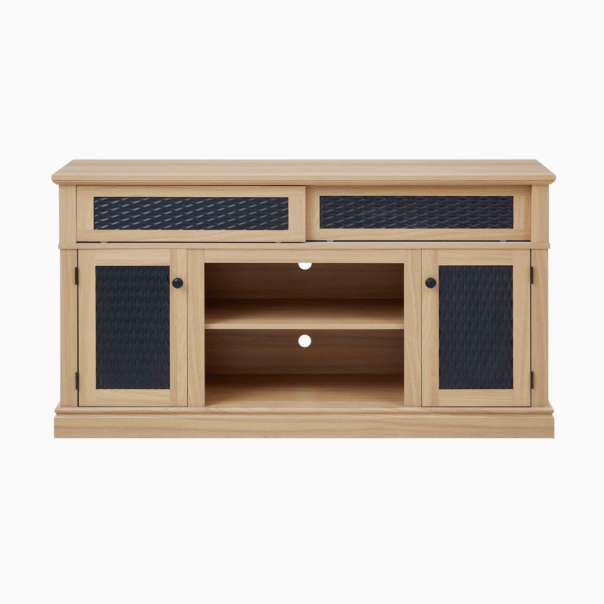 58 Inch Light Oak TV Stand with Sliding Doors N94060