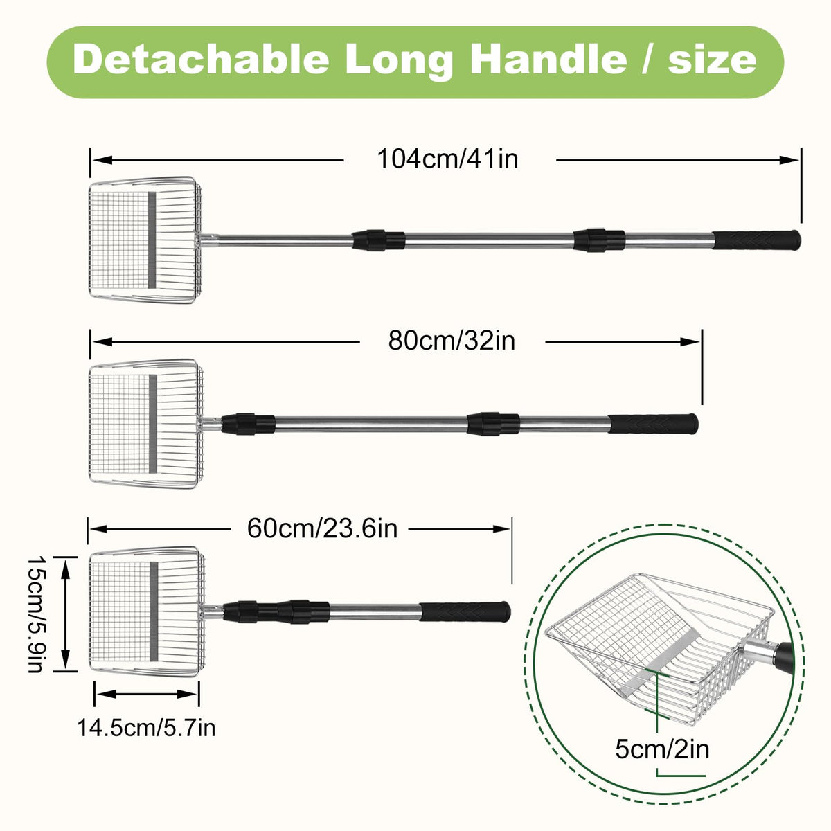 Long Handle Stainless Steel Cat Litter Scoop with Holder X5668