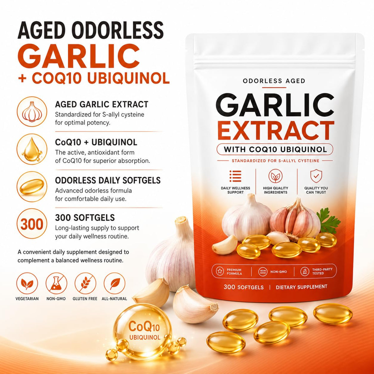 7500mg Odorless Aged Garlic Extract Softgels P63494