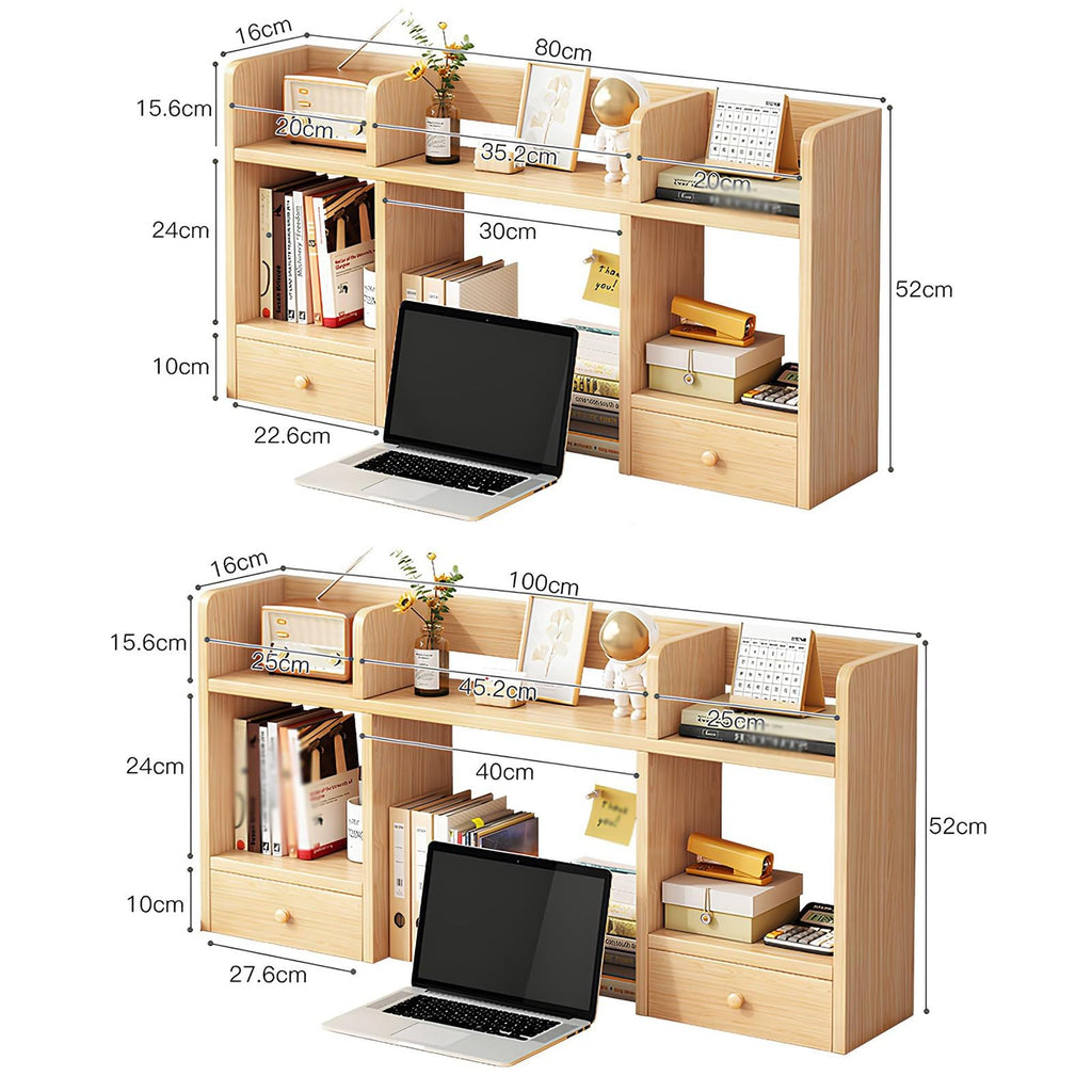 White Desktop Bookshelf Wood Storage Rack O973946