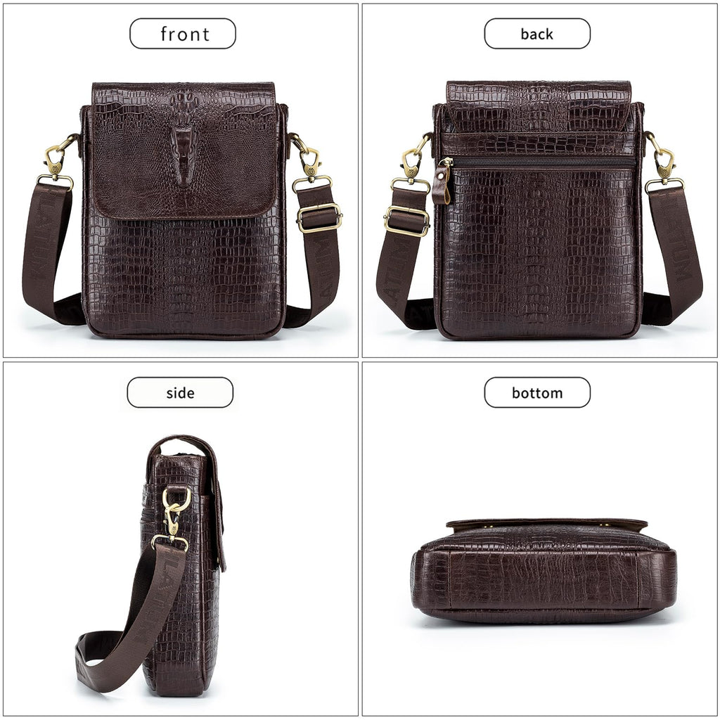 Leather Crocodile Embossed Messenger Bag Q871199