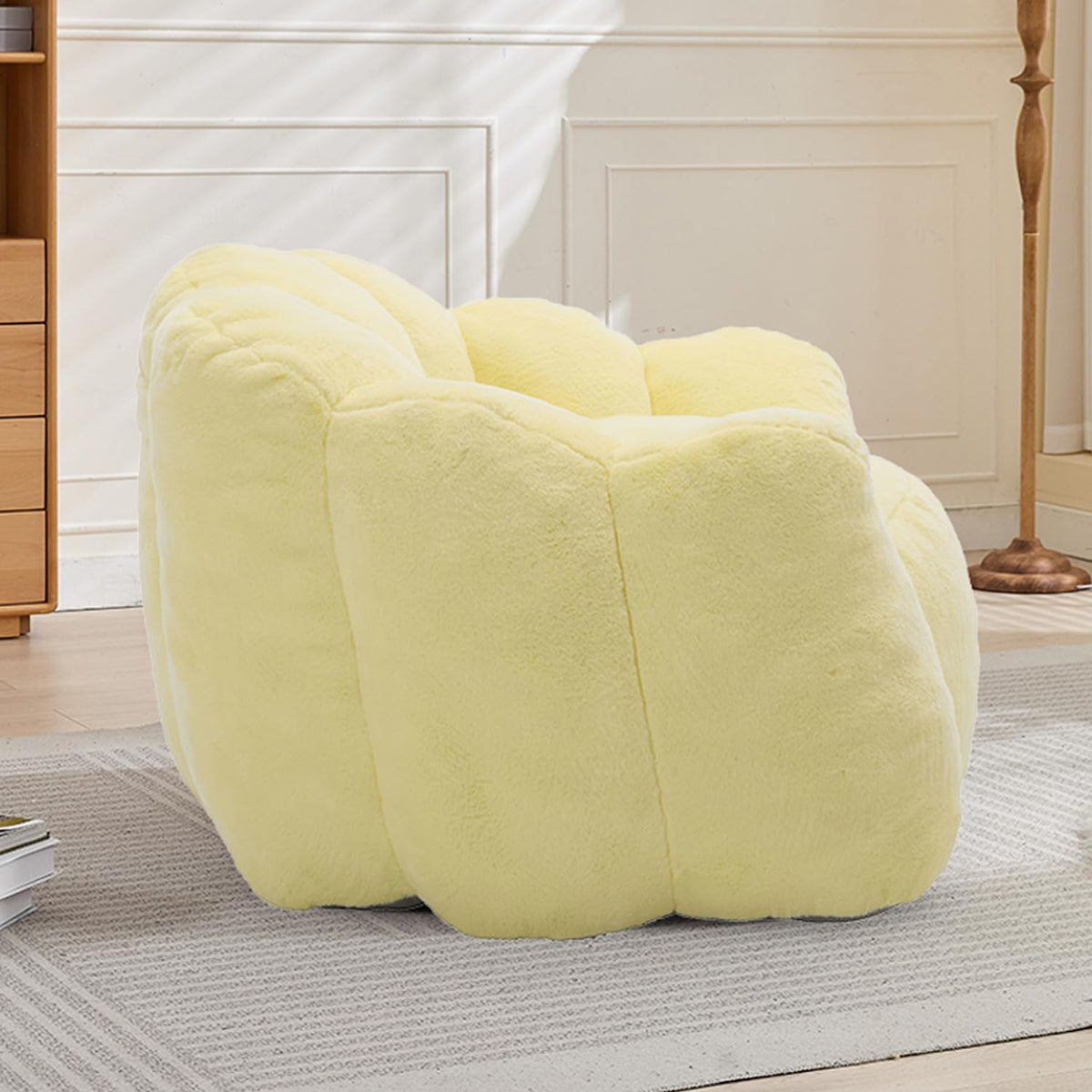 Faux Fur Bean Bag Sofa with Memory Foam V711030