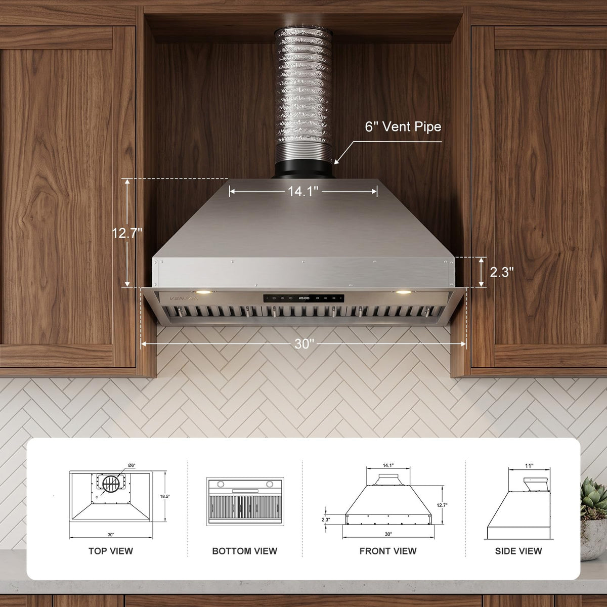 30 Inch 1200 CFM 8-Speed Kitchen Exhaust Fan E667734