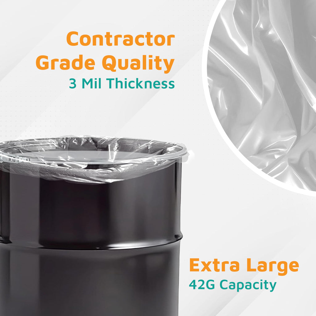 42-Gallon 3 Mil Clear Contractor Bags 50-Count A93544