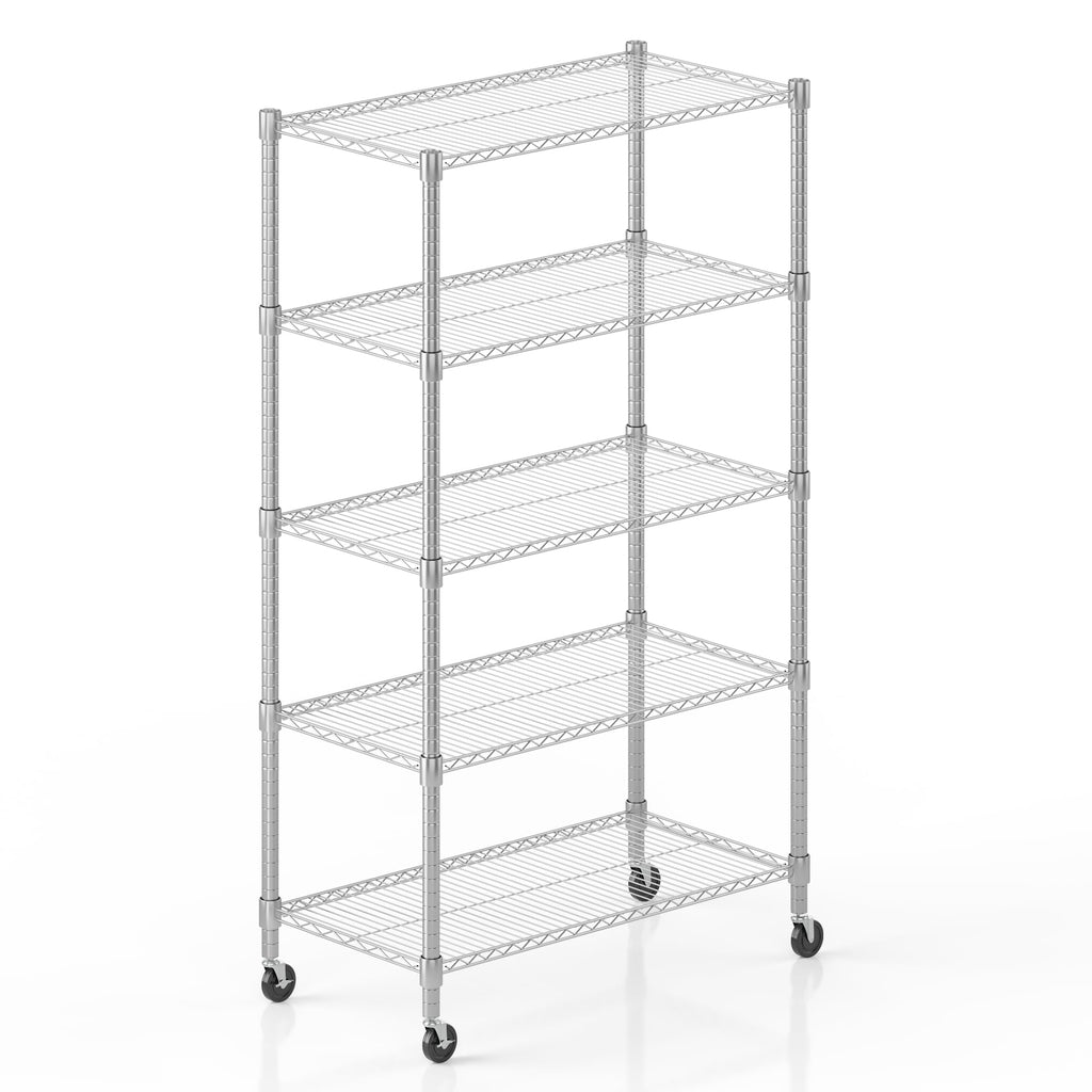 5-Tier Adjustable Steel Wire Shelving with Wheels Q39290