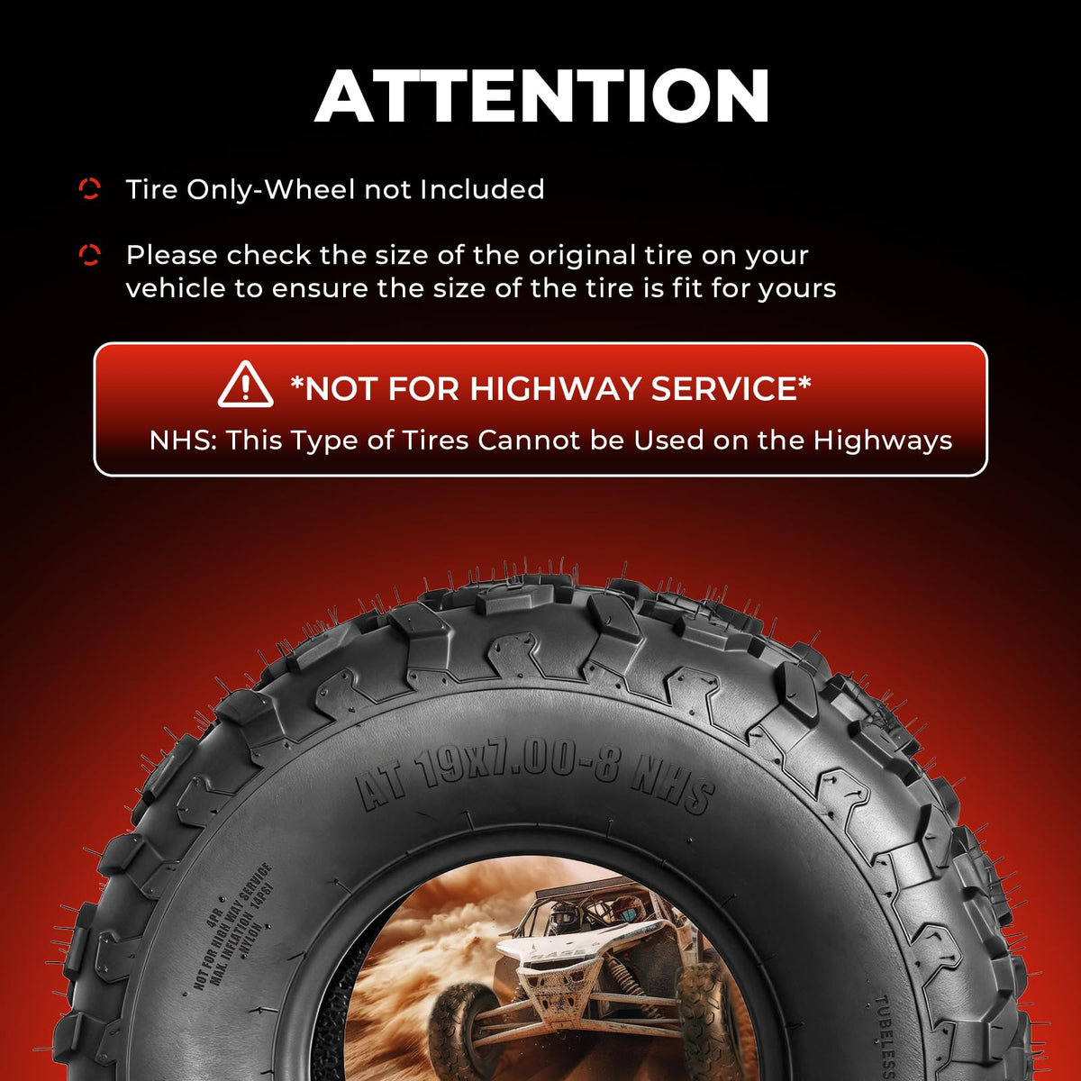 19x7-8 UTV ATV Tires Set of 4 A450595