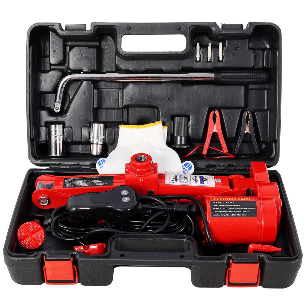 12V 3 Ton Electric Car Jack with Lug Wrench and Carrying Case A469