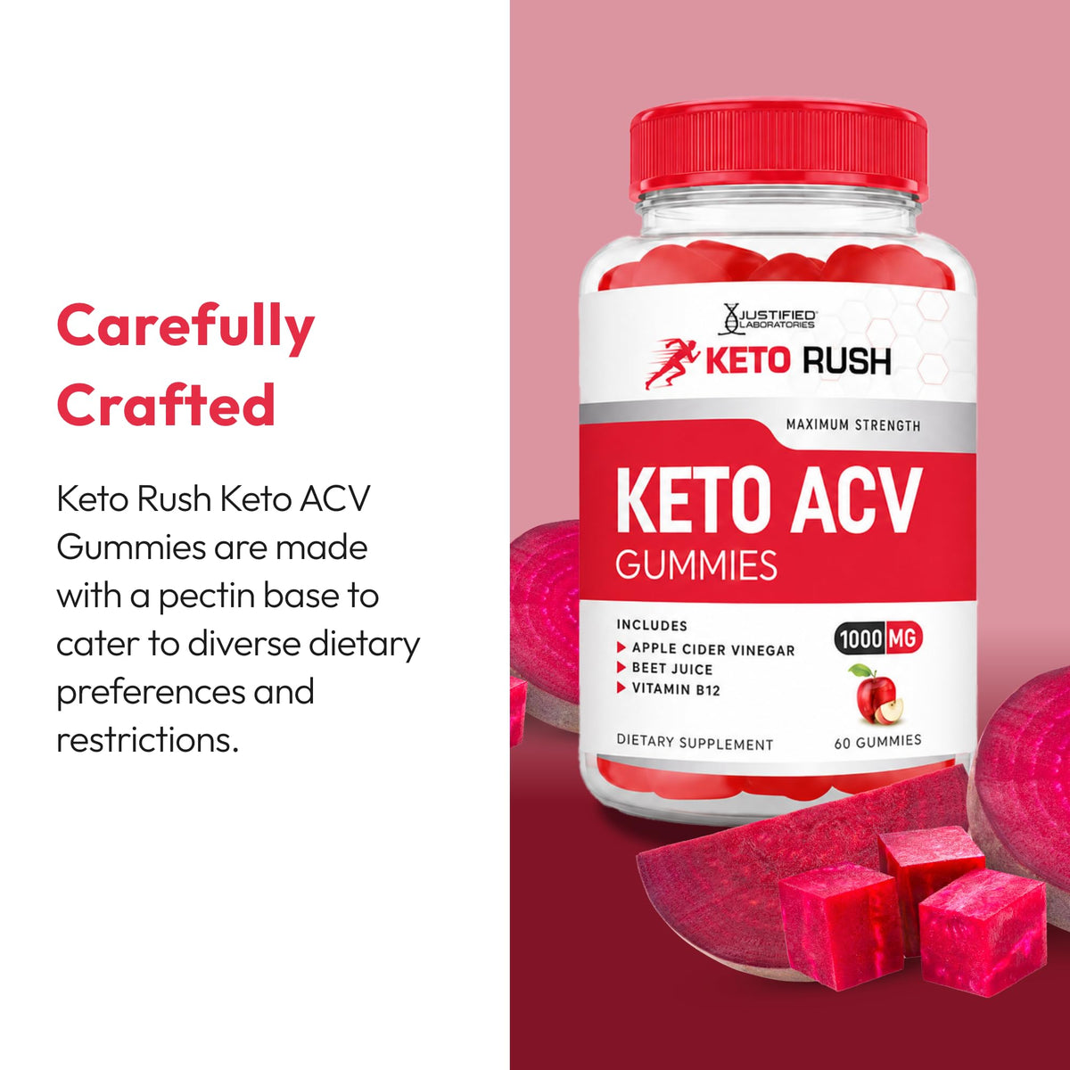 Keto ACV Gummies 1000 mg 60 Count Pack of 2 Vegan Gluten Free R9857