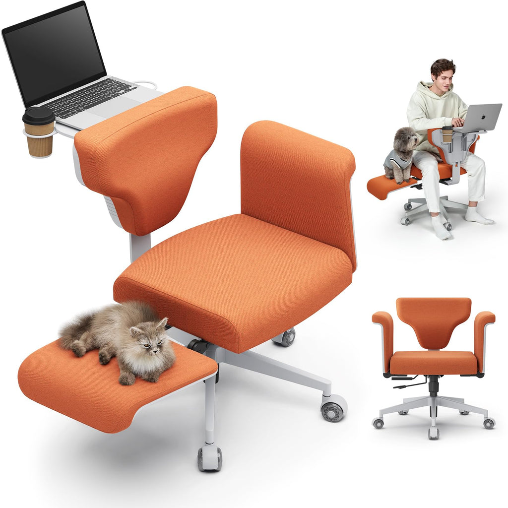 Orange Adjustable Ergonomic Office Chair with Desk Tray N2549