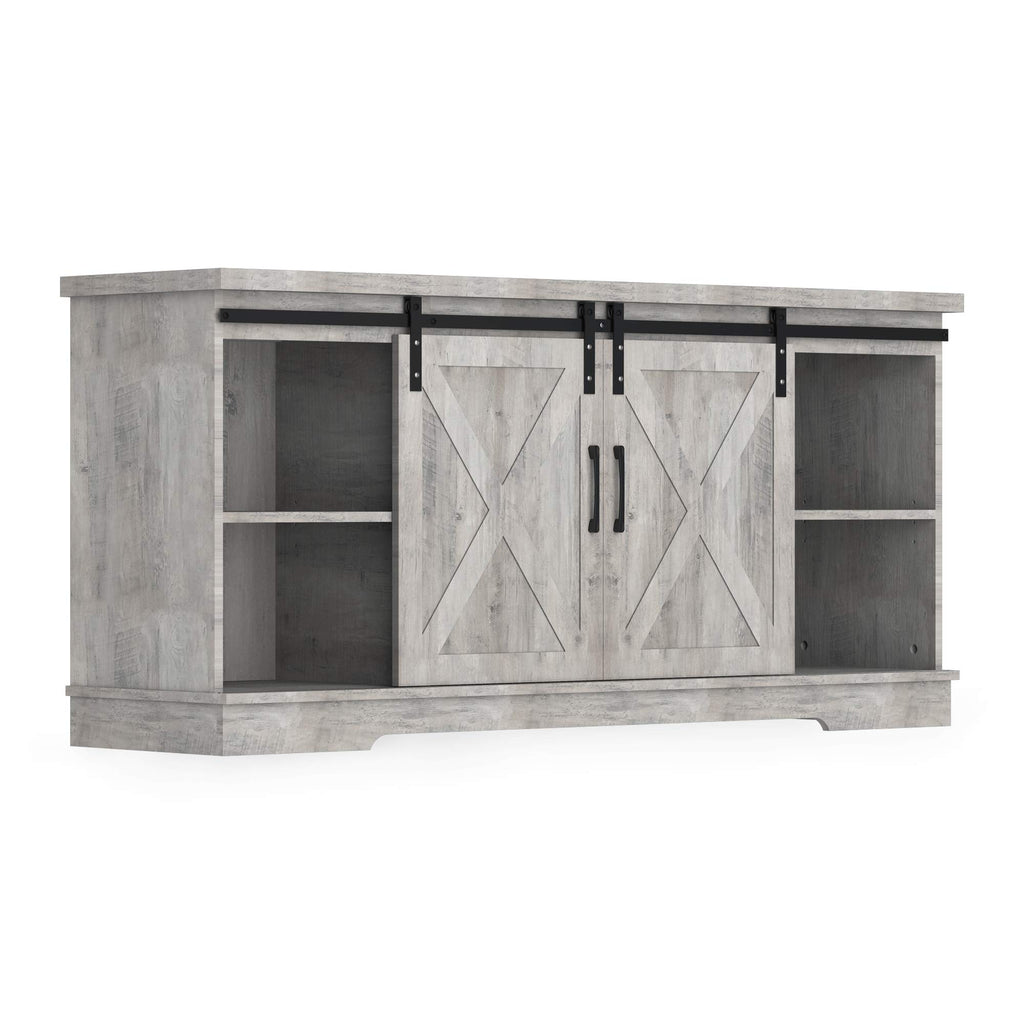 65 Inch Oak TV Stand with Storage Cabinet V57549
