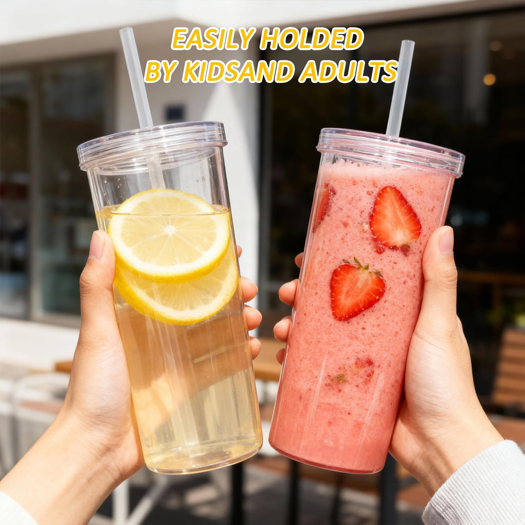 20oz Drinking Jars with Lids and Straws 2 Pack Clear Reusable Z181