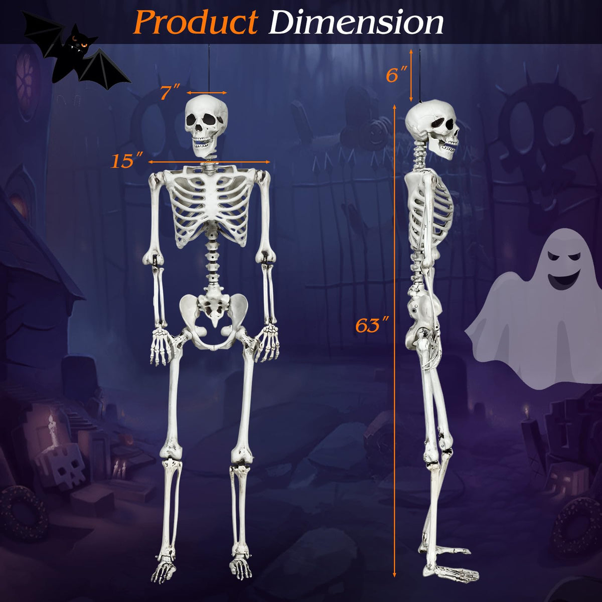 5.4 FT Posable Skeleton Decoration O677956