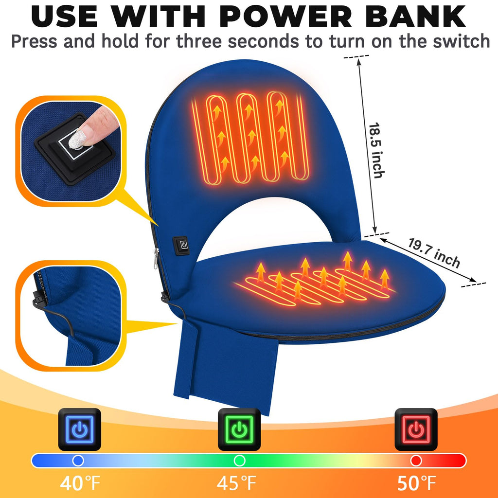 Heated Stadium Seat Cushion with Back Support F12753