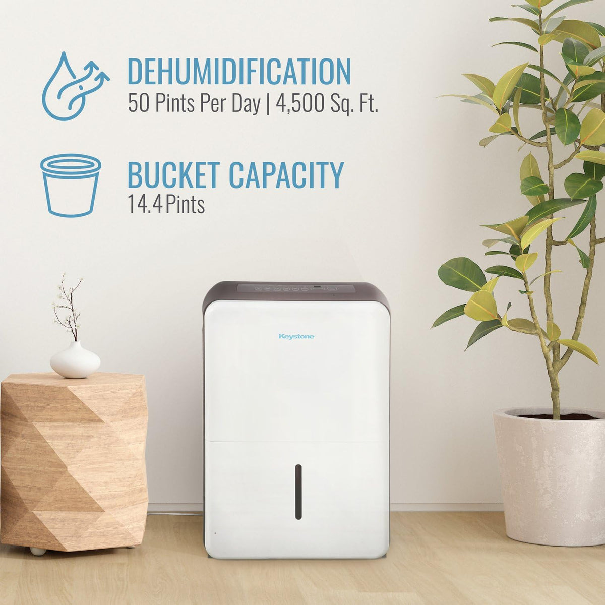 50-Pint Portable Dehumidifier with Auto-Shutoff and Timer L697004