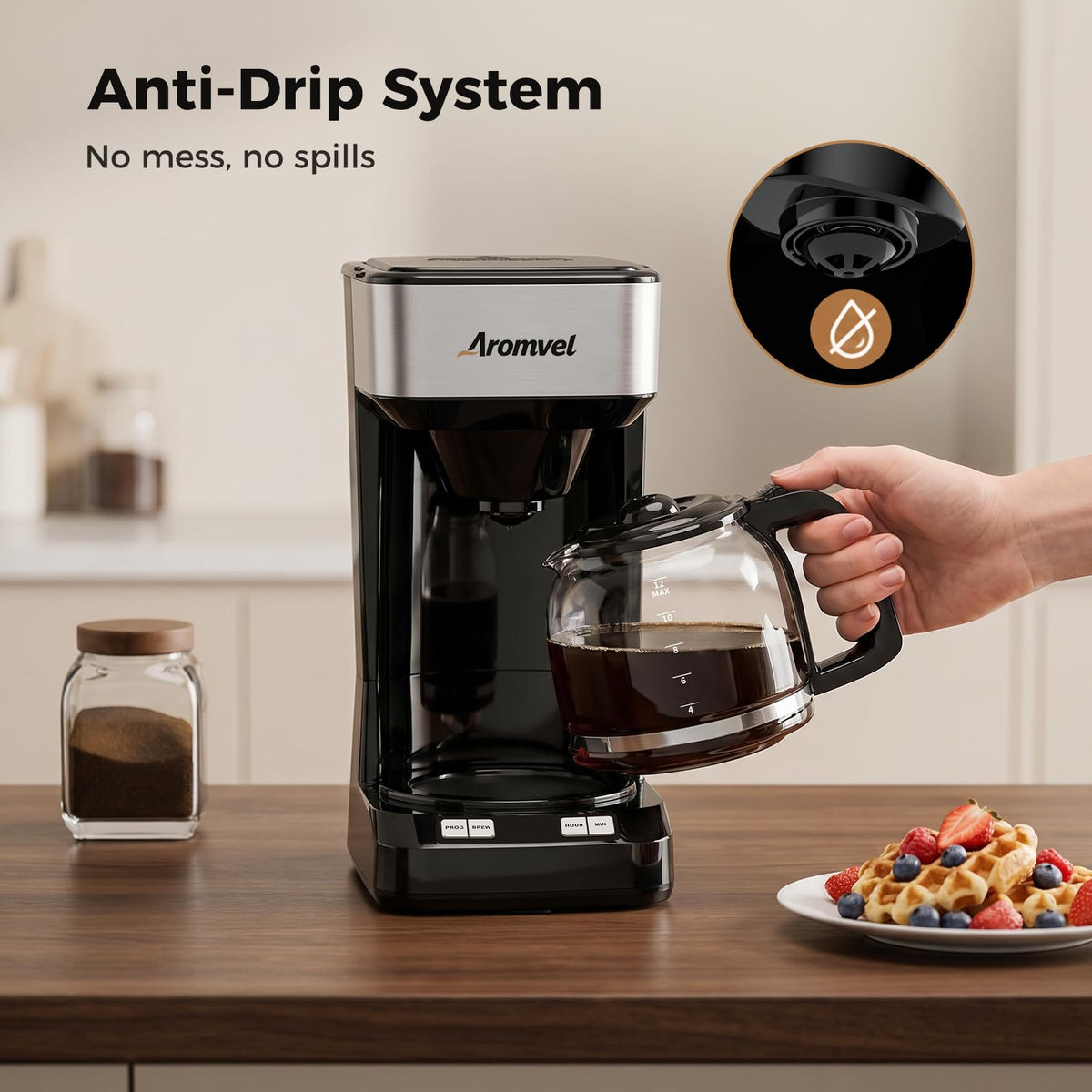 12-Cup Programmable Drip Coffee Maker with Glass Carafe J304069
