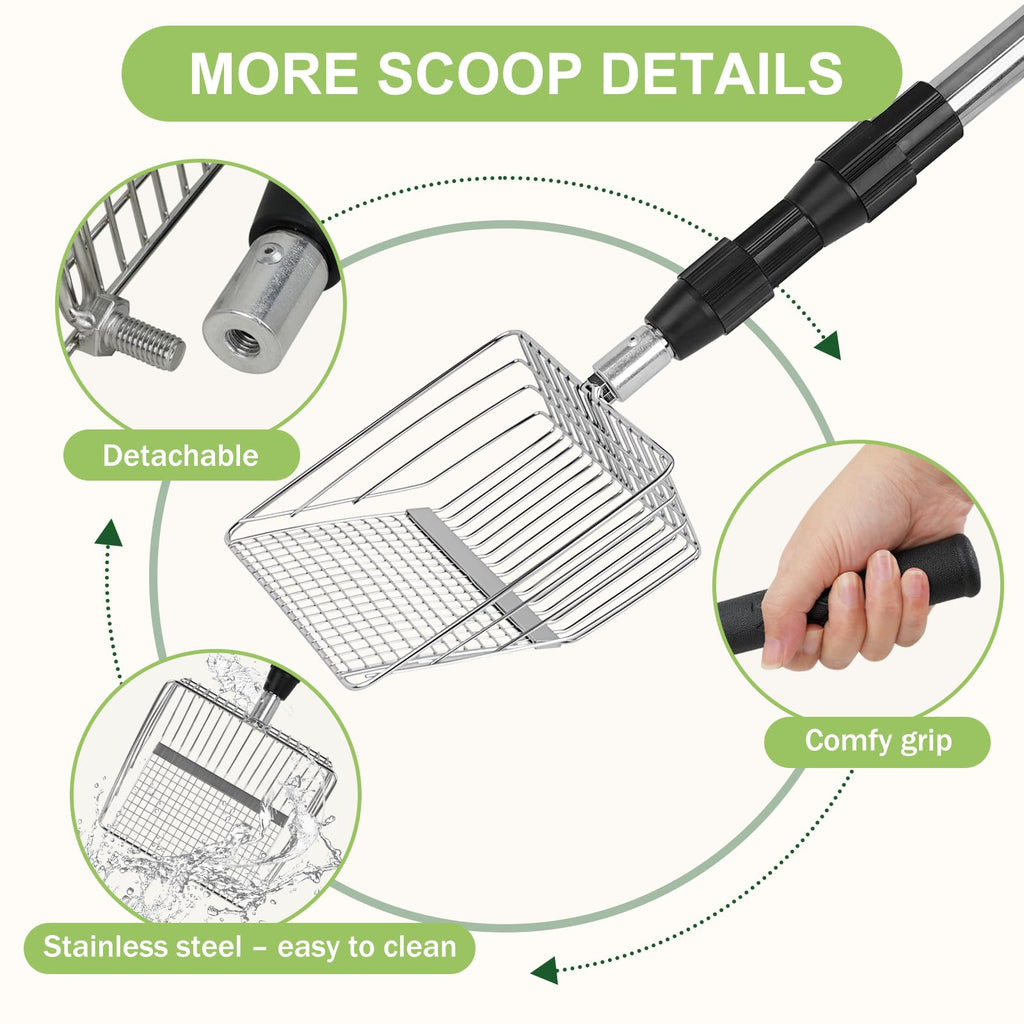 Long Handle Stainless Steel Cat Litter Scoop with Holder X5668