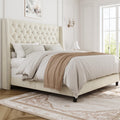 Queen Upholstered Bed Frame with Wingback B118