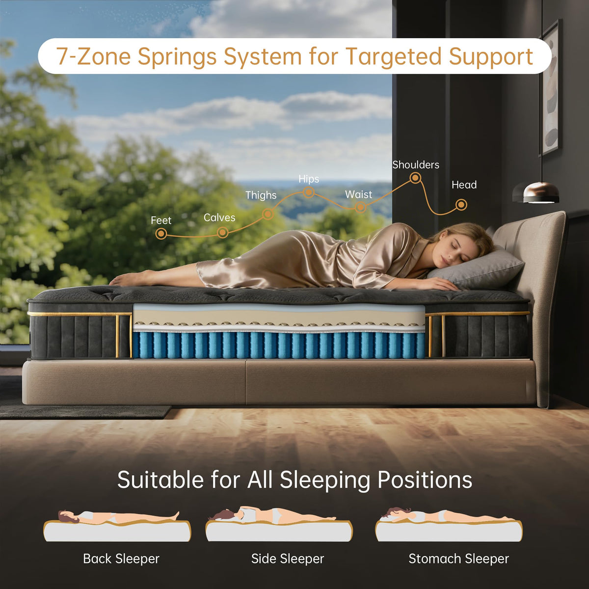 Queen Size 12 Inch Hybrid Memory Foam Pocket Spring Medium Firm Mattress L759