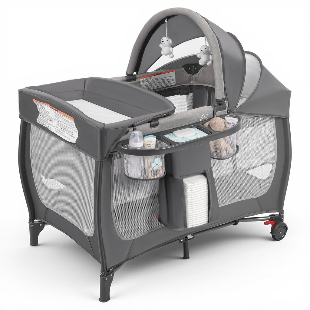 4-in-1 Pack and Play with Bassinet, Gray W8002
