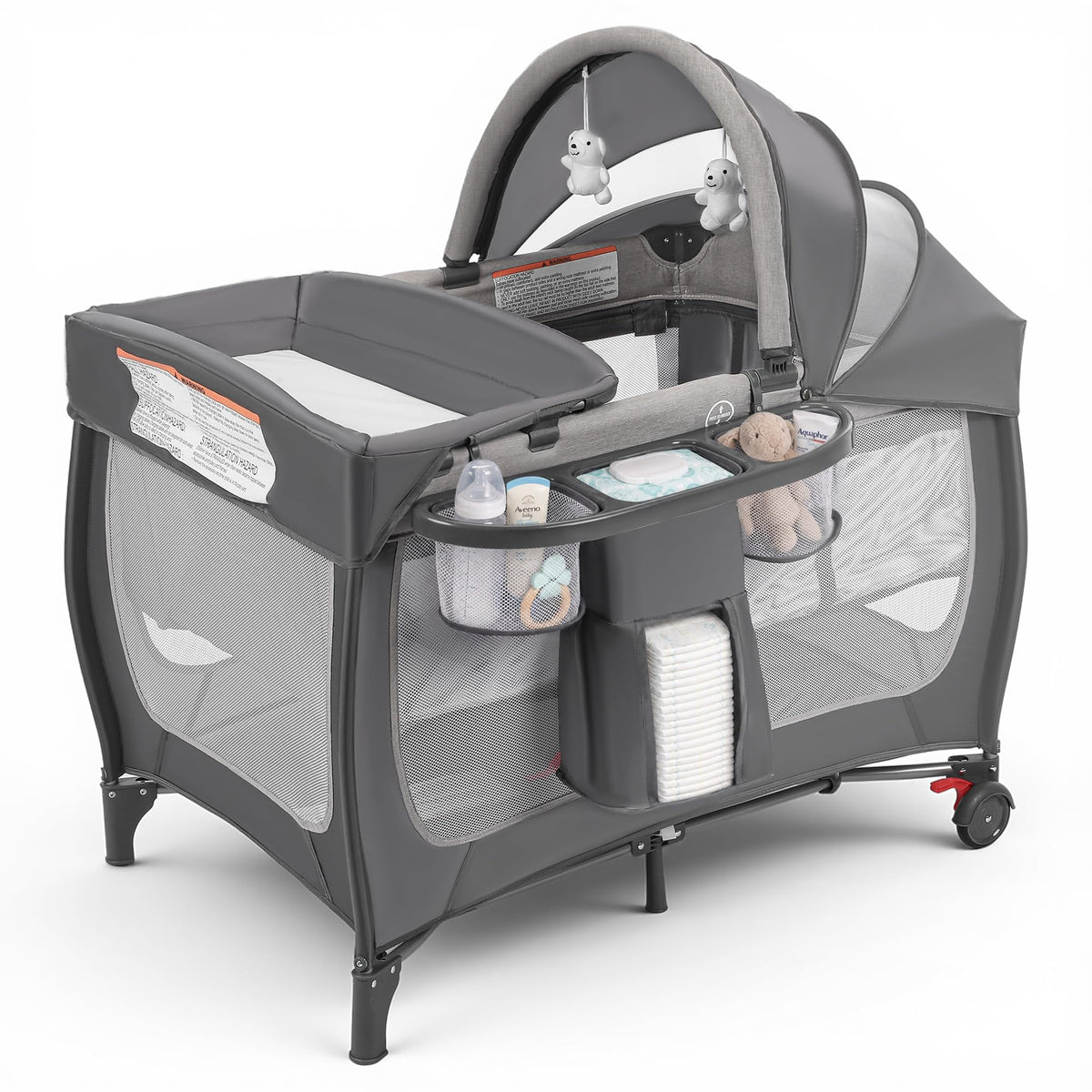 4-in-1 Pack and Play with Bassinet, Gray W8002