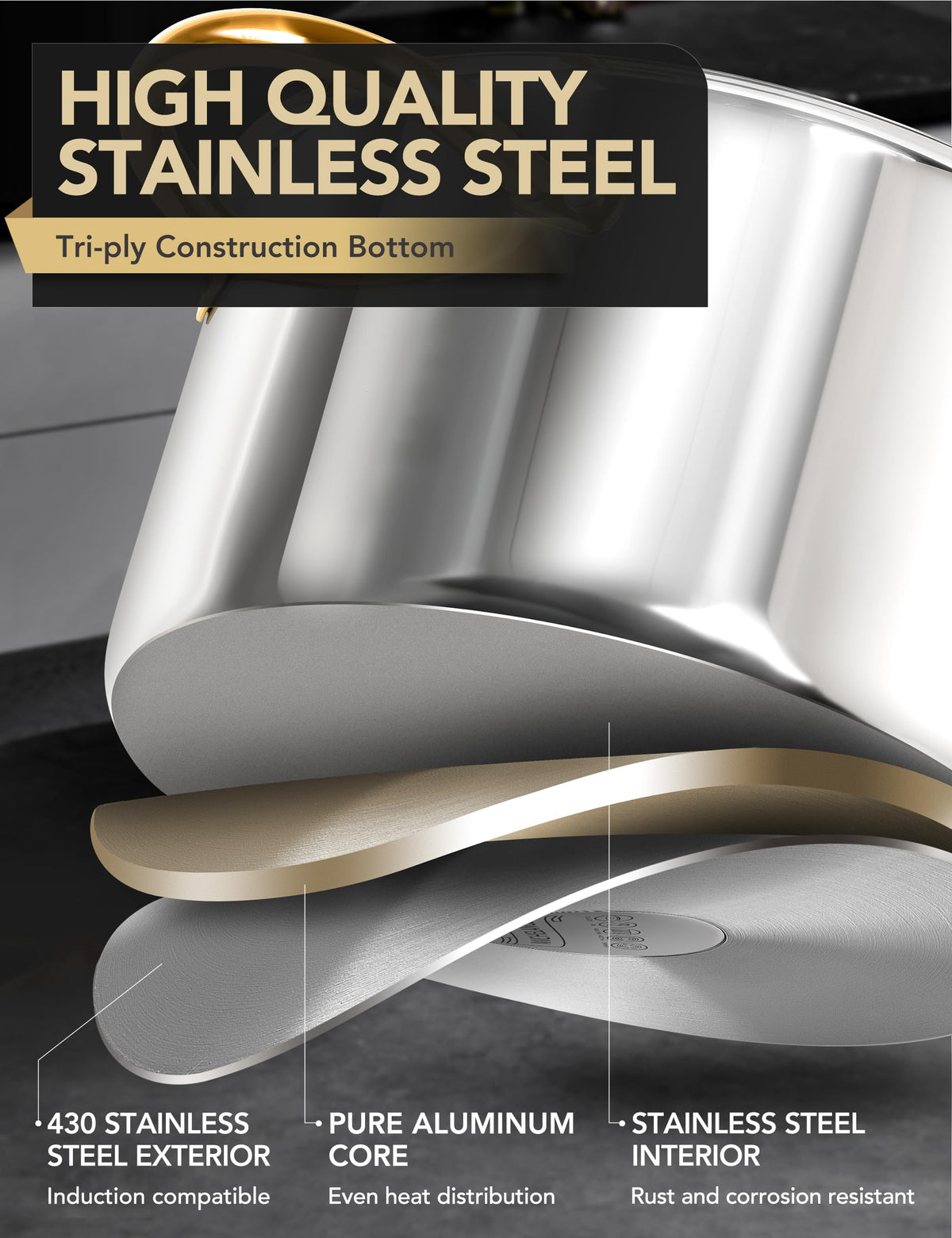 20 Quart Stainless Steel Stock Pot with Lid D8383